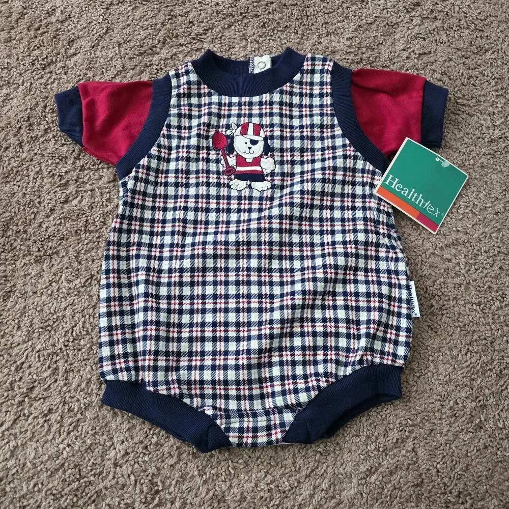 Lot Of 3 Vtg NOS Health Tex Baby Boy Bodysuits Rompers Size 6-9M 70s 90s Summer